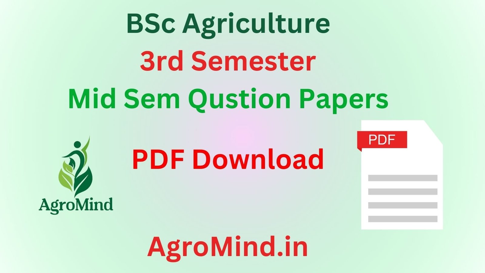 BSc Agriculture 3rdSemester Mid Sem Question Papers PDF Download, AgroMind