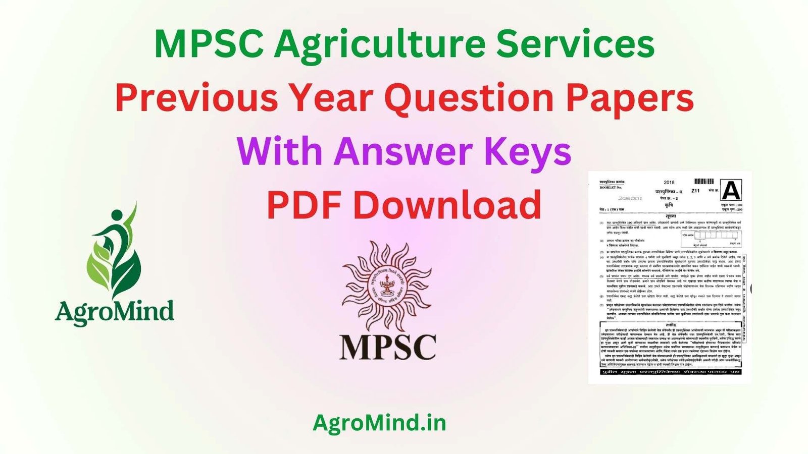 MPSC Agriculture Services Previous Year Question Papers with Asnwer Key, AgroMind